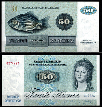 Дания 50 крон 1972 Энгельке Шарлотта Райберг (автор: Йенс Юэль) Pick 50 a бумага 451-1229-3