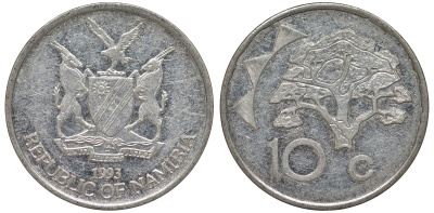 Намибия 10 центов 1998 дерево KM 2 никелированная сталь 4163-914