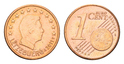 Люксембург 1 евроцент 2011 KM 75 сталь плакированная медью UNC 4602-568