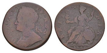 Великобритания 1/2 пенни 1740 Георг II (1727-1760) KM 579.2, Spink 3719 медь 4656-137