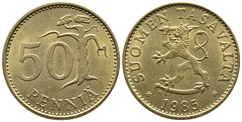 Финляндия 50 пенни 1985 N KM 58 алюминиевая бронза 4610-942