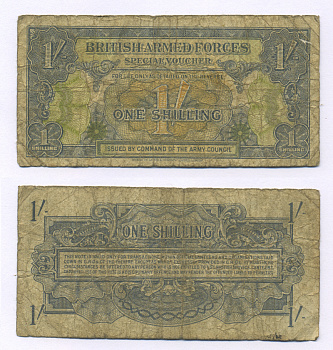 АНГЛИЯ 1 ШИЛЛИНГ 1946 ДЛЯ ВООРУЖЕННЫХ СИЛ Pick М11а бумага 6300-23-3-2