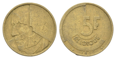 Бельгия 5 франков 1986 Belgique, Бодуэн I (1951-1993) KM 163 медь алюминий никель 4706-215