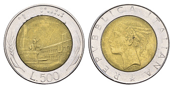 Италия 500 лир 1986 KM 111 биметалл 4678-1123