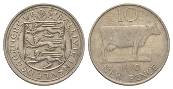 Гернси 10 пенсов 1970 KM 24 медно-никель 4622-526