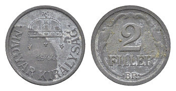 Венгрия 2 филлера 1944 BP KM 519 цинк 4665-611