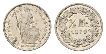 Швейцария 1/2 франка 1979 KM 23a медно-никель 4685-859