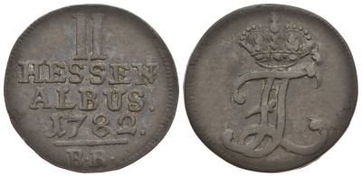 Гессен-Кассель 2 альбус 1782 BR KM 511 серебро 1522-1013