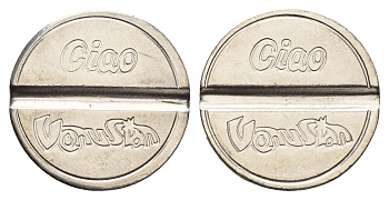 Италия, Веноза жетон на атракционы диаметр 22 мм, вес 5,8 гр нержавеющая сталь 4670-635