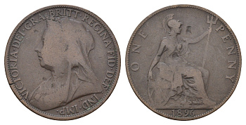 Великобритания 1 пенни 1896 Виктория (1837-1901) KM 790, Spink 3961 бронза 4389-716