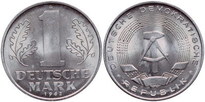 ГДР 1 МАРКА 1962 А KM 13 алюминий aUNC 1523-141