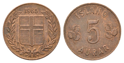 Исландия 5 эйре 1965 KM 9 бронза 4691-342