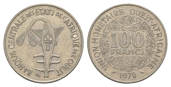 Западная Африка (BCEAO) 100 франков 1970 KM 4 никель 4620-1231