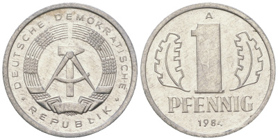 ГДР 1 пфенниг 1984 А KM 8.2 алюминий 4651-112