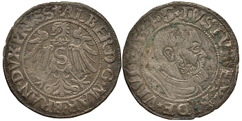 Бранденбург-Пруссия 1 грош 1534 Альберт V серебро 00-00-00