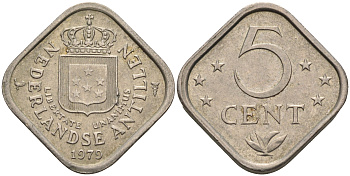 Нидерландские Антилы 5 центов 1979 Юлиана (1948-1980) KM 13 медно-никель 4595-442