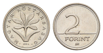 Венгрия 2 форинта 1994 KM 693 медно-никель UNC 4674-656