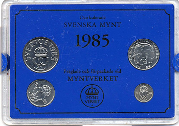 Швеция набор монетного двора из 4 монет 1985 в пластике, Карл XVI Густав (1973- ) KM MS35 UNC 4-3-7-139