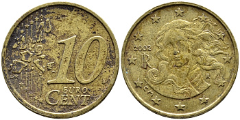 Италия 10 евроцентов 2002 R KM 213 нордик 4392-563