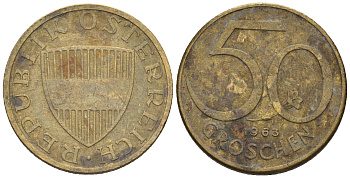 Австрия 50 грошей 1963 KM 2885 алюминиевая бронза 60-1213