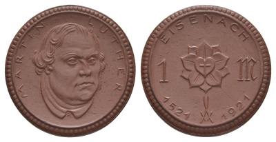 Айзенах 1 марка 1921 Men05 6273, Men18 7887 фарфор 1094-9-81