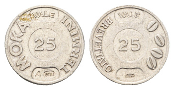 Италия кофейный жетон в 25 баллов 1960-1962 диаметр 19 мм, вес 3 гр серебро 4669-267