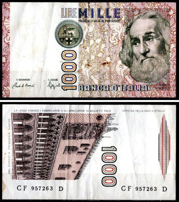 Италия 1000 лир 1982 Pick 109 b бумага 6281-44-1-1