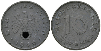 Германия 10 рейхспфеннигов 1940 E KM 101, J.371 цинк    4641-431