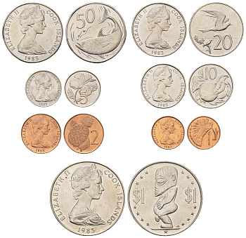 Острова Кука набор из 7 монет (1, 2, 5, 10, 20 и 50 центов; 1 доллар) 1983 KM 1, 2, 3, 4, 5, 6 и 7 BU 4537-831-834