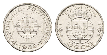 Португальский Тимор 3 эскудо 1958 год-тип KM 14 серебро 4669-757