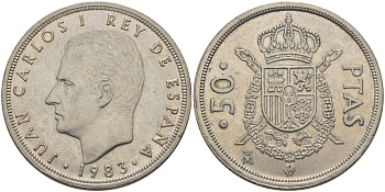 Испания 50 песет 1983 Хуан Карлос I (1975-2014) KM 825 медно-никель 1524-821