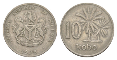 Нигерия 10 кобо 1976 пальмы KM 10.1 медно-никель 4650-1231
