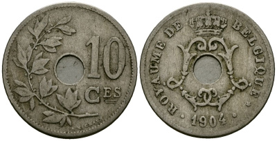 Бельгия 10 сантимов 1904 Belgique KM 52 медно-никель 4172-752