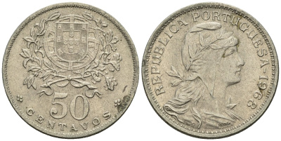 Португалия 50 сентаво 1968 KM 577 медно-никель 4148-343