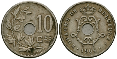 Бельгия 10 сантимов 1904 Belgique KM 52 медно-никель 4172-817