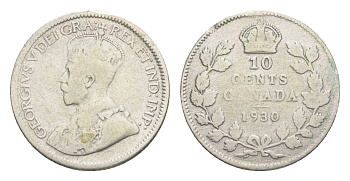 Канада 10 центов 1930 Георг V (1910-1936) KM 23a серебро 4639-535