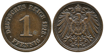 ГЕРМАНИЯ 1 ПФЕННИГ 1913 G KM 10, J. 10 медь 39-824