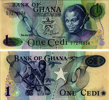 Гана 1 седи 1976 сбор какао Pick 13 с бумага UNC (пресс) 6352-44-3-1