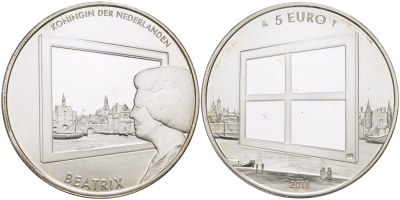 НИДЕРЛАНДЫ 5 ЕВРО 2011 ЖИВОПИСЬ НИДЕРЛАНДОВ, ДИАМЕТР 33 ММ., ВЕС 15,5 ГР., ТИРАЖ 12500 ЭКЗ. серебро PROOF 05-041-11