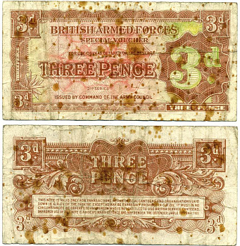 Великобритания 3 пенса 1948 вторая серия, для вооруженных сил Pick М16а бумага 7552-53-2