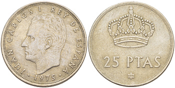 Испания 25 песет 1975 (77) Хуан Карлос I (1975-2014) KM 808 медно-никель 216-723
