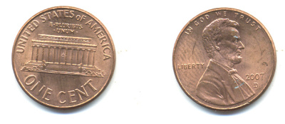 США 1 ЦЕНТ 2007 D ЛИНКОЛЬН KM 201b цинк плакированный медью UNC 179-611