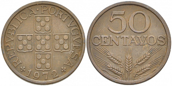 Португалия 50 сентаво 1972 KM 596 бронза 77-821