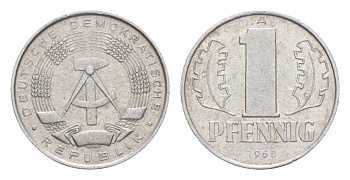ГДР 1 пфенниг 1960 A KM 8.1 алюминий 4630-567