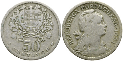 Португалия 50 сентаво 1931 KM 577 медно-никель 86-1457