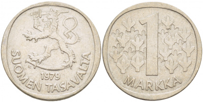 ФИНЛЯНДИЯ 1 МАРКА 1979 K KM 49а медно-никель 3718-752
