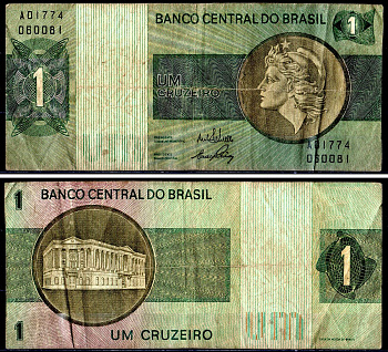 Бразилия 1 крузейро ND (1970-1972) Pick 191a бумага 3295-101-3-2