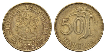 Финляндия 50 марок 1953 KM 40 алюминиевая бронза 3459-842