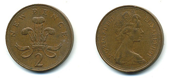 Великобритания 2 пенса 1971 Елизавета II (1952-2022) КМ 916, Spink 4235 (C1) бронза 4110-612