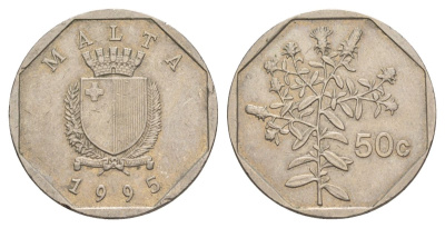 Мальта 50 центов 1995 KM 98 медно-никель 4633-1212